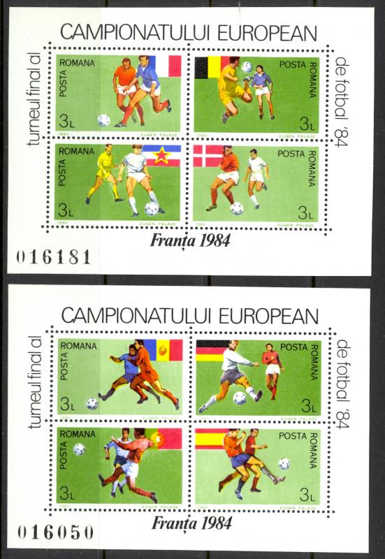 Romania Sc# 3201A-3201B MNH Sheet/4 1984 Soccer