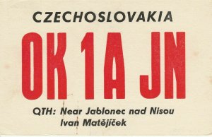 6952 Amateur Radio QSL Card NEAR JABLONEC NAD NISOU CZECHOSLOVAKIA-