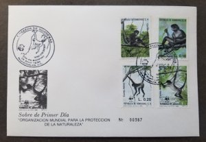 *FREE SHIP Honduras WWF Geoffroy Spider Monkey 1990 Wildlife Fauna (FDC) *c scan