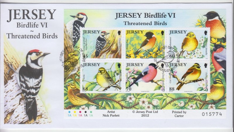 Jersey 2012, 'Birds V1 Souvenir Sheet,   on FDC