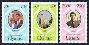 Uganda 1981 Royal Wedding Diana Stamps MNH Michel 302A-304A 