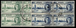 FIJI GVI SG268-269, 1946 VICTORY set, FINE USED. BLOCK X 4 CDS