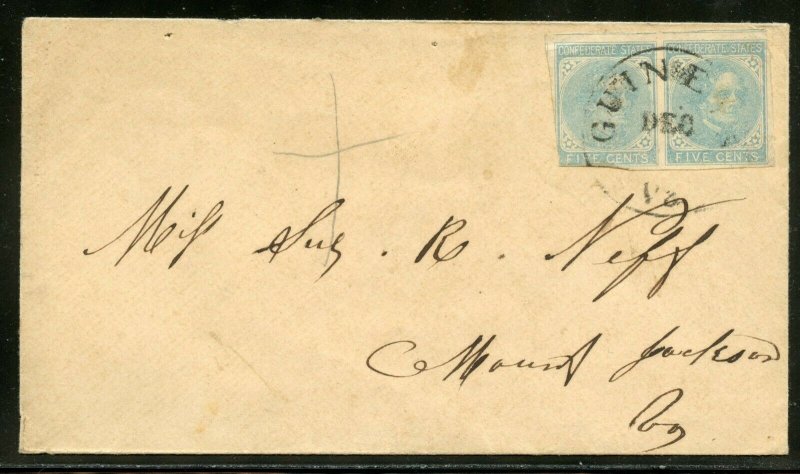 CONFEDERATE  STATES OF AMERICA  SCOTT##6 PAIR USED ON COVER