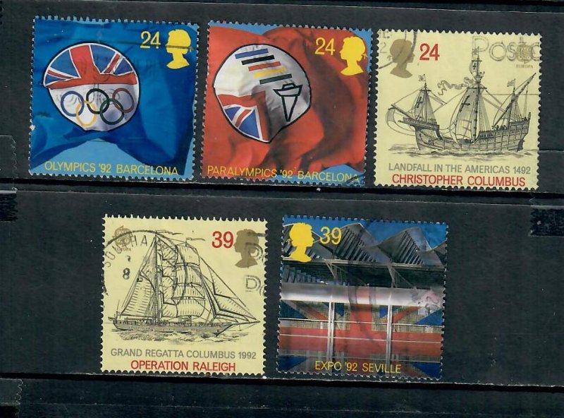 G.B 1992 COMMEMORATIVES  SET INTERNATIONAL EVENTS USED  h 141220