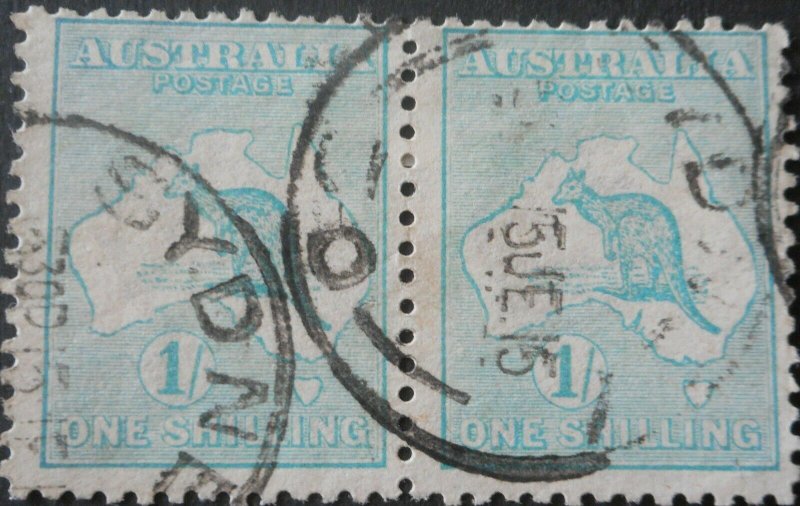 Australia 1913 One Shilling pair with SYDNEY 30 postmark 