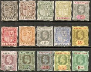 Mauritius 1910 Scott 137-151 Coat of Arms MH good perfs and clean gum