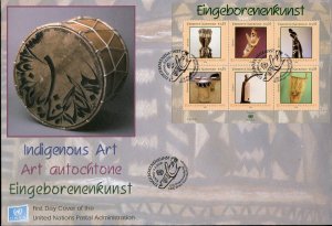 UNITED NATIONS 2006  INDIGENOUS ART NY GENEVA & VIENNA SHEETS  ON  THREE  FDCS  