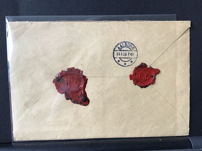 Denmark 1926 wax seals Skorping Bank registered  stamps cover  Ref R28309