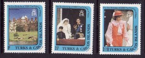 Turks & Caicos-Sc#530A-C- id7-unused NH set-Princess Diana-1982-