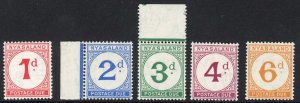 Nyasaland SGD1/D5 1950 Post Due set U/M Cat 100 pounds