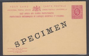 East Africa & Uganda, KEVII 6c Postal Reply Card with SPECIMEN overprint