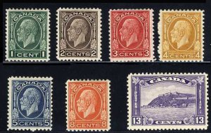 Canada #195-201 Cat$140.95, 1932 George V, set of seven, hinged, high value t...