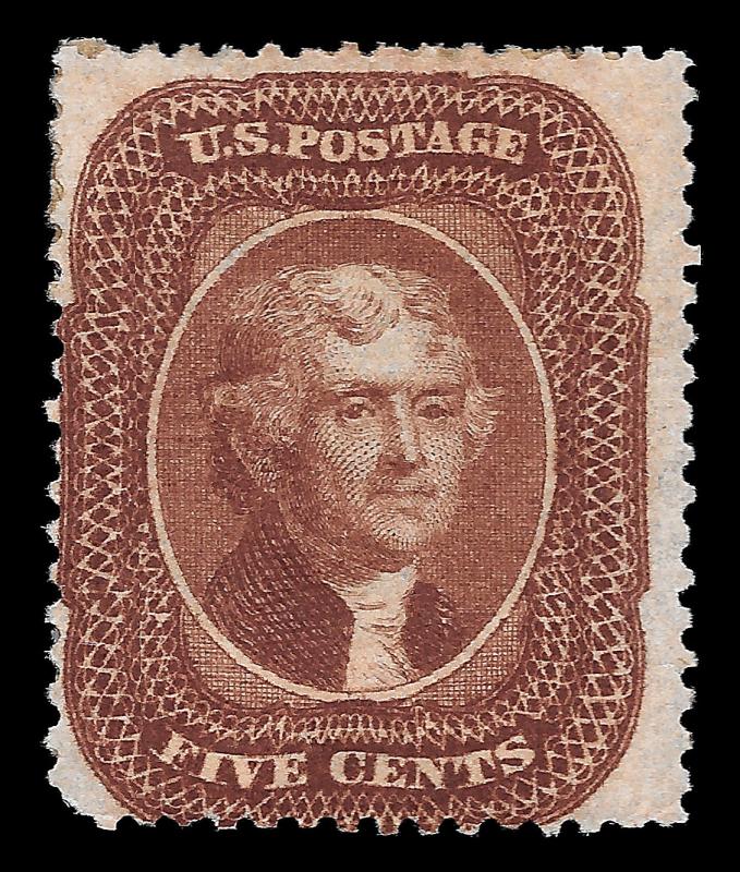 U.S. Scott #30 / $1,200 - 5c Orange Brown Type II, MH OG, Fine