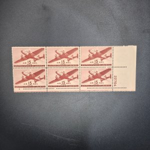 C28 Airmail block of 6 on Mint VF-OG-NH condition