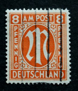 Germany #3N6, #Mi5 AMG Stamp  American Printing Machine Cancel