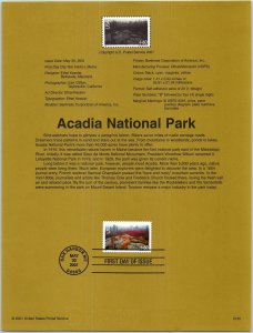 USPS SOUVENIR PAGE ACADIA NATIONAL PARK 2001