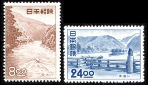 Japan #533-534 set/2 mh - 1951 Scenic Spots:  Uji River, Uji Bridge