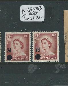 NEW ZEALAND  (P3112B) QEII 2D/ 1 1/2D SG 763+763B  MOG 