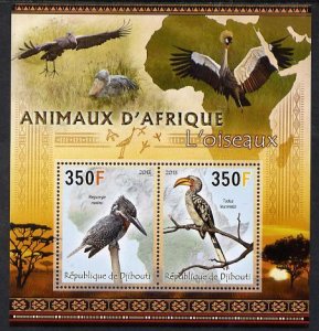 DJIBUTI - 2013 - Animals of Africa,  Birds #1 - Perf 2v Sheet-Mint Never Hinged