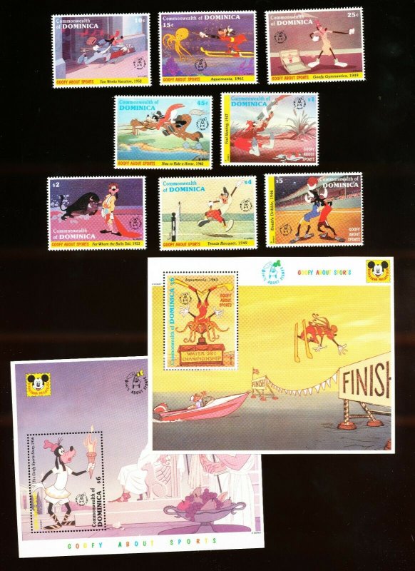 DOMINICA - Scott 1494-1503  VFMNH - DISNEY - GOOFY,  SPORTS - 1992