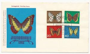 Germany Scott #B380-B383 on First Day Cover Butterflies May 25, 1962