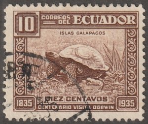 Ecuador stamp, Scott#342,  used, hinged, Darwin,  turtle, #342
