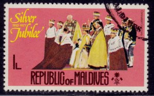 Maldives, 1977, 25th Year of Regency of Queen Elizabeth II, 1L, used*