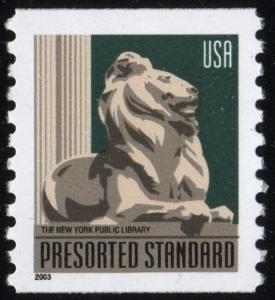 SC#3769 (10¢) NY Library Lion Coil Single (2003) MNH