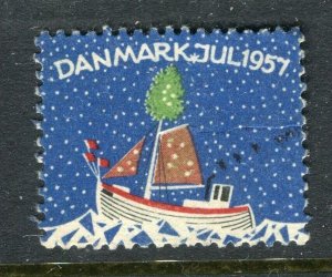 DENMARK; 1957 early Local Christmas Stamp fine used value