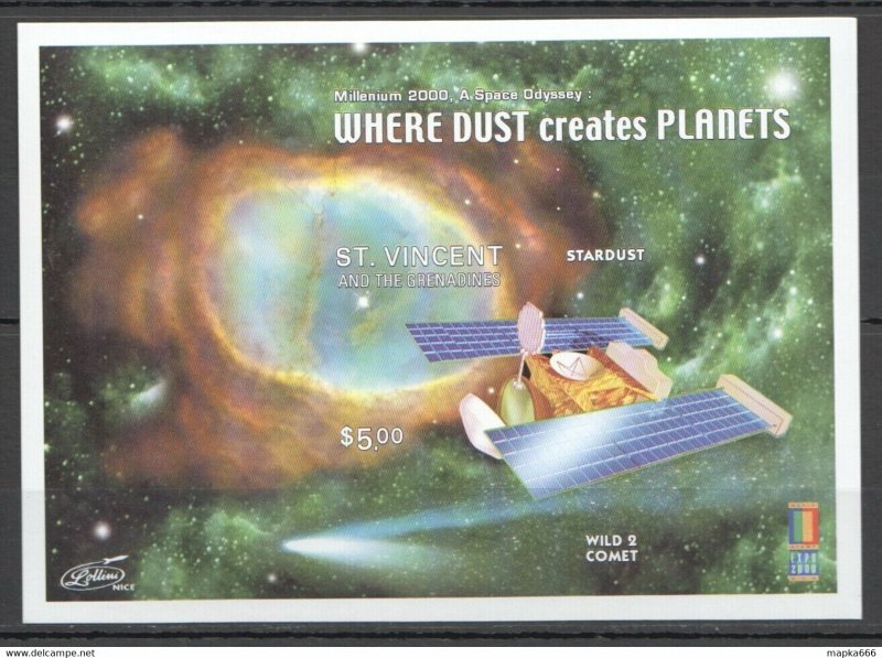 Imperforate St. Vincent Space Millenium 2000 Odyssey Bl ** Stamps Pk256