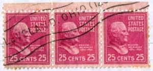 United States - SC #829 - USED STRIP OF 3 - 1938 - Item USA1456