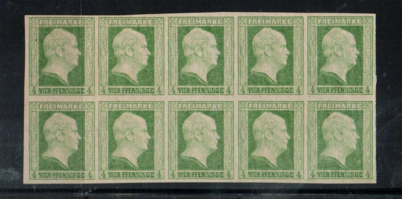 Prussia #1 Extra Fine Mint Block Of Ten Unused (No Gum)