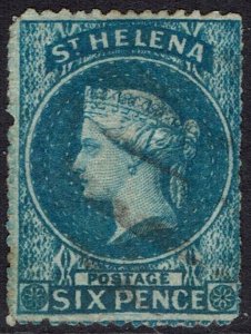 ST HELENA 1861 QV 6D ROUGH PERF 14 - 16 USED