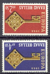 Greece Sc# 916-917 MNH Inverted Watermark 1968 Europa