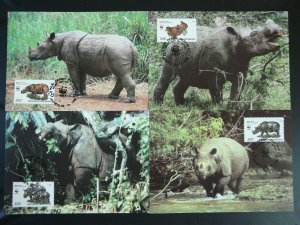 rhinoceros WWF set of 4 maximum card Indonesia 94783