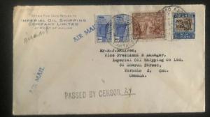 1941 Cartagena Colombia Imperial Oil Co Censored Cover To Toronto Canada