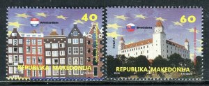 136 - MACEDONIA 2016- Macedonia in EU - Amsterdam - Bratislava - Flags - MNH Set