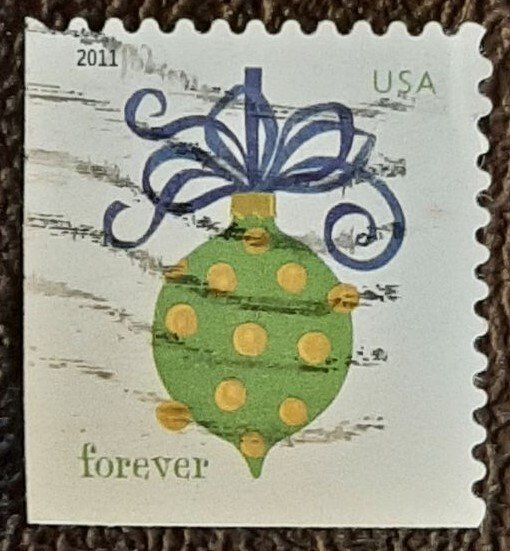 US Scott # 4582; used (44c) Christmas Ornaments from 2011; VF centering; off pp