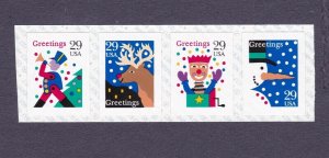 Coil Strip (4) US 2799a 29c Christmas (Holiday) Greetings MNH BB