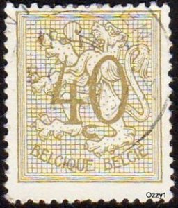 Belgium 1951 Sc#413 SG#1343 40c Olive Heraldic Lion Rampant USED-F-H.