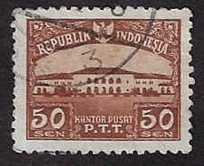 Indonesia #381 Used LH; 50s Post Office (1951)