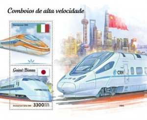 Guinea-Bissau - 2019 Speed Trains - Stamp Souvenir Sheet - GB190708b