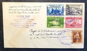 Philippines #384-5, #387-9 FVF FDC + Labor Day Recovery Work Request May 1, 1945