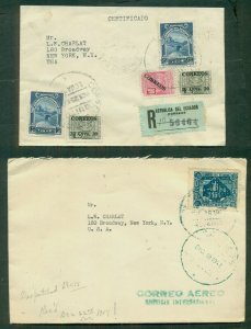 ECUADOR, 1947/50, Single franked Airmail cover to U.S. & multi-franked reg cover