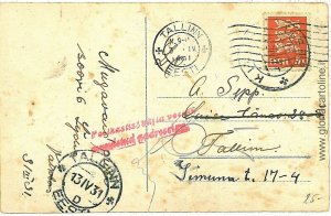08541 - ESTONIA - POSTAL HISTORY - POSTCARD with two TALLINN POSTMARKS 1931-