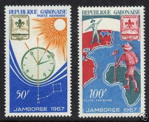 Gabon C56-7 MNH Boy Scouts, Map, Flag, Jamboree
