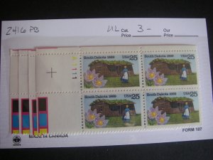 Scott 2416, 25c South Dakota Statehood, PB4 #A1111 UL, MNH Beauty