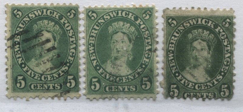 New Brunswick QV 1860 5 cents used showing 3 different shades