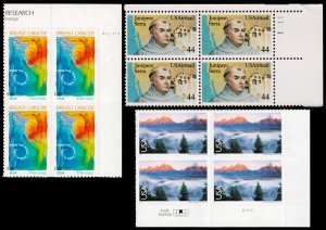 United States Scott B1, C116, C147 Plate Blks of 4 (1985-2009) Mint NH VF W