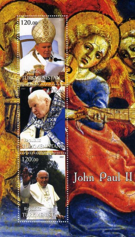 Turkmenistan 2001 Pope John Paul II Sheet Perforated mnh.vf